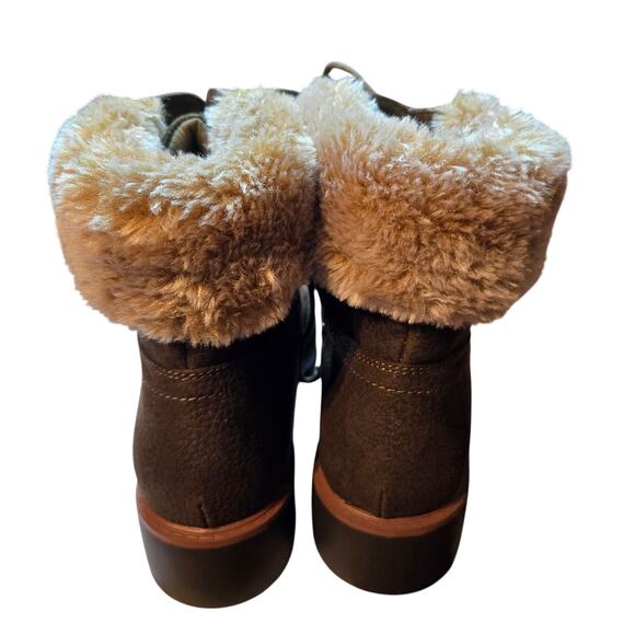 Cliffs 9 Brown Women's Faux Fur Insulated Water Resistant Combat Boots Shoes - Picture 4 of 6